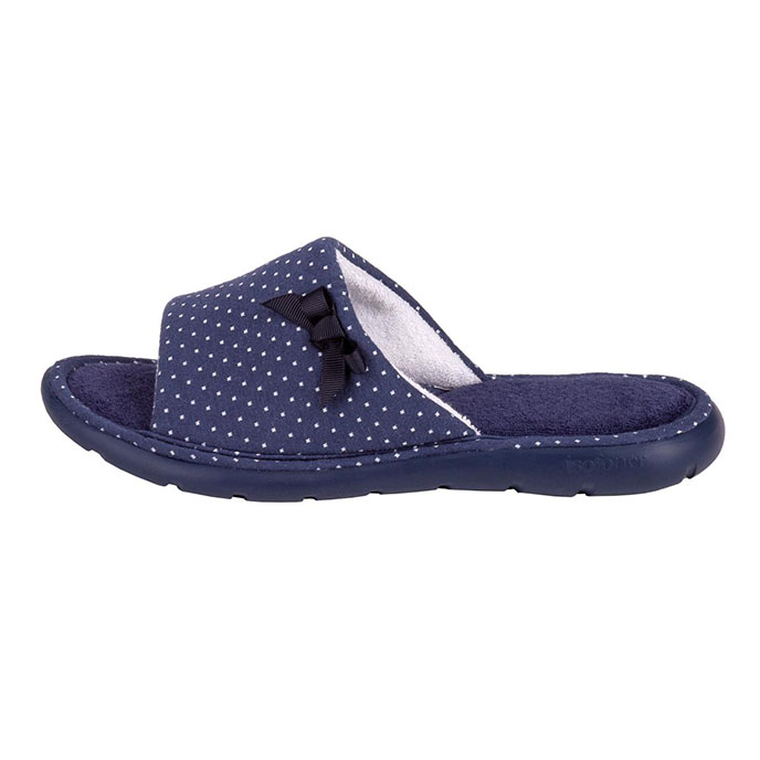 Isotoner Ladies iso-flex Spotted Sliders Navy Spot Extra Image 3